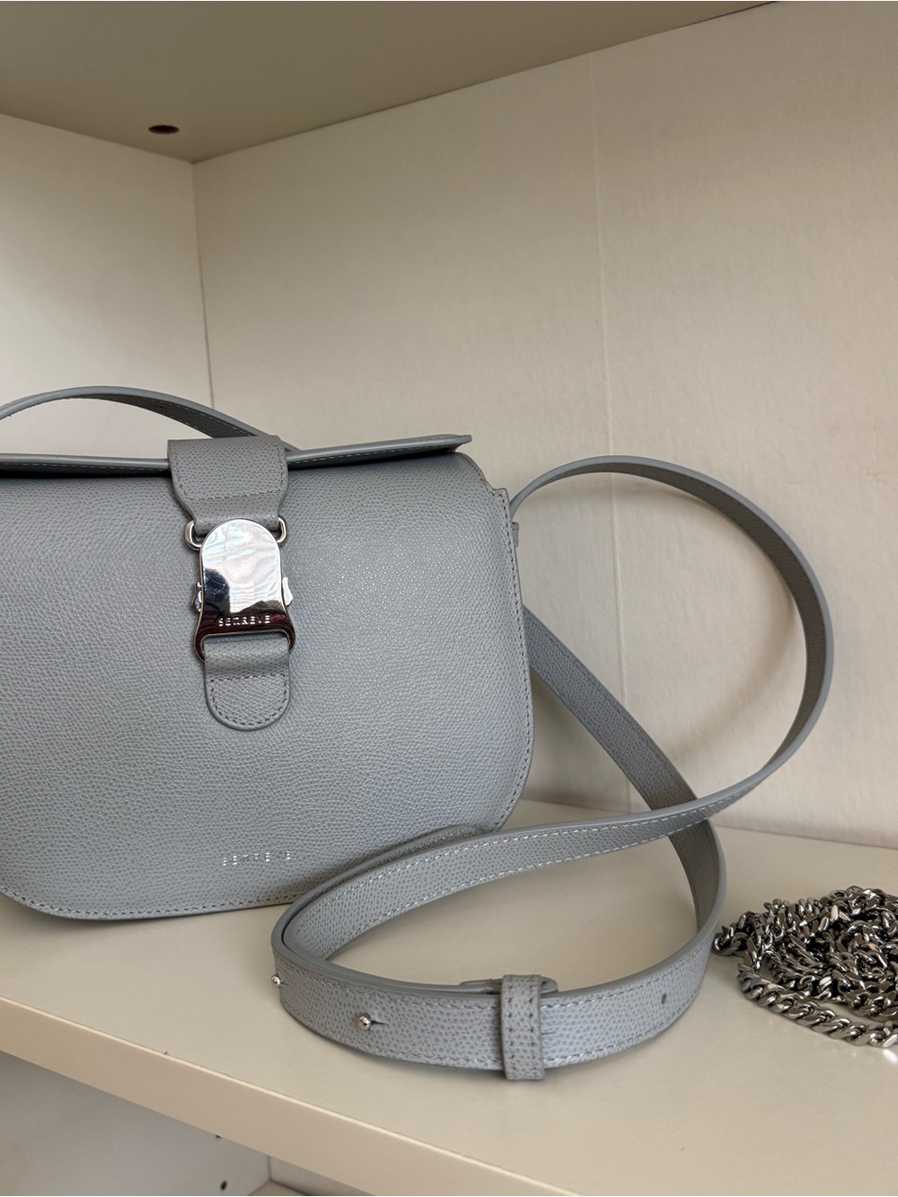 SENREVE Blue/Grey Leather Crossbody Bag with Palladium Hardware